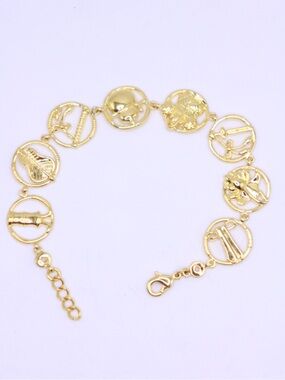 18KGP SS 8 Immortals Feng Shui Charm Bracelet Chinese Good Luck Protection 7”